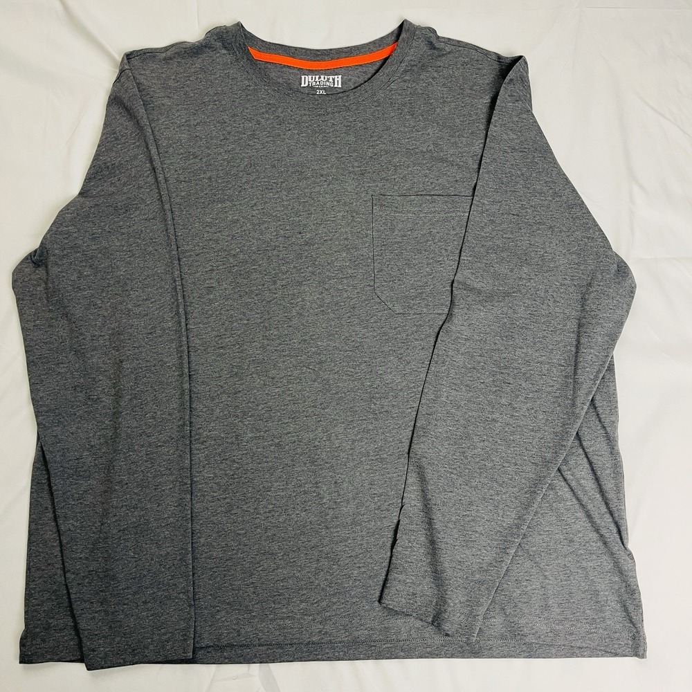 Duluth Trading Co Longtail T Long Sleeve Pocket Shirt Mens 2XL Gray